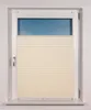A window with a cream-colored pleated blind covering most of it, and a blue sky visible through the top portion of the window. Produktbild-Vorschau