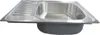 A stainless steel kitchen sink with a drainboard and a dark gray basin underneath, isolated on a white background. Náhled obrázku produktu