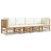 vidaXL 4-tlg. Garten-Lounge-Set mit Cremeweißen Kissen Produktbild-Vorschau 9