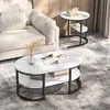 Zweiteiliges Couchtisch-Set, oval und rund, Metallgestell, Produktbild-Vorschau 2