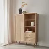 sweeek - Highboard mit Rattan-Geflecht und Holzdekor 1 Tür, Produktbild-Vorschau 5