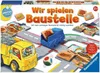 A board game box showing a construction site theme with trucks, building materials, and game pieces. Produktbild-Vorschau
