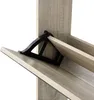 A close-up view of a shoe cabinet with a wooden finish and black plastic hinges. Anteprima dell’immagine prodotto