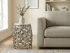 FineBuy Beistelltisch 40cm Silber mit weißer Marmor Produktbild-Vorschau 2