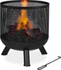 Relaxdays Braciere, design a rete, griglia, attizzatoio, Anteprima dell’immagine prodotto 1