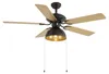 DeckenventilaTor Schwarz mit Beige 130cm mit Zugkordel Produktbild-Vorschau 2
