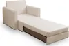 A beige sofa bed is shown in an extended position against a white background. Produktbild-Vorschau