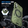A dark, rocky background with a green phone case prominently displayed. Produktbild-Vorschau