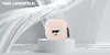 A pink AirPods case with a Choupette character design is displayed on a white pedestal against a backdrop of flowing white fabric. Náhled obrázku produktu