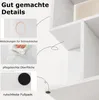 Close-up marketing image highlighting product features of a white shelf unit. Produktbild-Vorschau