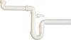 A white plastic sink siphon with a horizontal pipe extending to the right. Produktbild-Vorschau
