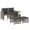 4-tlg. Garten-Sofagarnitur mit Kissen Grau Poly Rattan Glas Produktbild-Vorschau 1