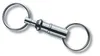 A silver-colored keychain coupling with two rings, shown against a white background. Produktbild-Vorschau