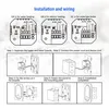 Diagrams showing installation and wiring instructions for a thermostat. Produktbild-Vorschau