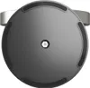 The underside of a round, gray cosmetic mirror with a silver band around the edge. A screw is visible in the center. Produktbild-Vorschau