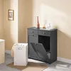 SoBuy Wäscheschrank BZR33-II-DG grau im Badezimmer mit geöffneter Schublade und Waschkorb Anteprima dell’immagine prodotto
