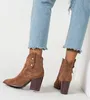 ASKSA Damen Absatz Plateau Vintage Schnalle Wildleder Produktbild-Vorschau 5