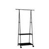 A black metal garment rack with two shelves and wheels, shown against a white background. Náhľad obrázku produktu