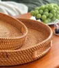 Handgewebtes Rattan-Tablett mit Griffen - Set von 3 Produktbild-Vorschau 5