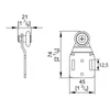 Technical drawing with dimensions of a sliding door roller mechanism. Produktbild-Vorschau