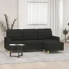 vidaXL 3-Sitzer-Sofa mit Hocker Schwarz 180 cm Stoff Produktbild-Vorschau 2