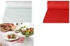 A collage of images showing a red roll of tablecloth, a white roll of tablecloth, and a table setting with food. Podgląd zdjęcia produktu