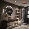A modern bathroom with a vanity, sink, toilet, and shower. Podgląd zdjęcia produktu