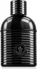 A black bottle of Moncler Sunrise for Men Eau de Parfum. Voir les images du produit