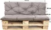 A grey cushion set for a pallet sofa, shown on a wooden pallet. Produktbild-Vorschau