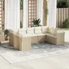 vidaXL 9-tlg. Garten-Sofagarnitur mit Kissen Beige Poly Produktbild-Vorschau 2
