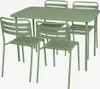 sweeek - Gartentisch + 4 Stühle aus Stahl - Grün Produktbild-Vorschau 1