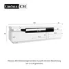 A diagram showing the dimensions of a white and black TV stand. Produktbild-Vorschau