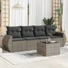 5-tlg. Garten-Sofagarnitur mit Kissen Grau Poly Rattan Produktbild-Vorschau 2