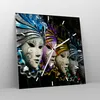 Wanduhr - Quadrat - Glasuhr - Abstrakt Maske Feder Festival Produktbild-Vorschau 4