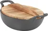 Wok en fonte avec 2 poignées Couvercle en bois Poêle à Voir les images du produit 5