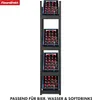 A tall, narrow shelving unit designed to hold crates of bottles, with four shelves each filled with crates of red-capped bottles. Produktbild-Vorschau