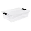 A clear, studio shot of a transparent storage box with black latches, set against a white background. Náhled obrázku produktu