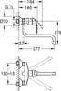 Technical drawing with dimensions for a wall-mounted faucet. Produktbild-Vorschau