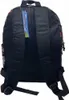 The back of a black backpack with a Minecraft pattern and a tag. Produktbild-Vorschau