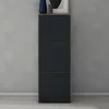 A tall, narrow cabinet with three dark gray doors against a gray textured wall. Voir les images du produit