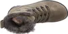 A close-up, top-down view of a green suede boot with faux fur lining. Produktbild-Vorschau