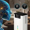A digital human-like figure next to a white dehumidifier in a living room setting. Produktbild-Vorschau