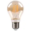 A single filament LED light bulb with an amber glass enclosure and a silver screw base, shown against a white background. Produktbild-Vorschau