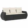 vidaXL 3-tlg. Garten-Sofagarnitur mit Kissen Schwarz Poly Produktbild-Vorschau 1