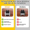 A comparison of two types of chair casters, highlighting the features of the product on the left ('Unser') versus the features of competitor products on the right ('Andere'). Produktbild-Vorschau