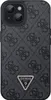 A black iPhone case with a repeating Guess logo pattern and a Guess triangle logo emblem. Voir les images du produit