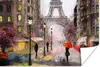 MuchoWow® Poster Gemälde - Paris - Eiffelturm - Regenschirm Produktbild-Vorschau 1