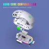 An exploded view of a white wireless computer mouse, showing its internal components and RGB lighting. Produktbild-Vorschau
