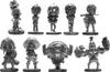 A collection of small figurines, likely game pieces, arranged in two rows against a white background. Produktbild-Vorschau