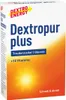 The image shows the front packaging of Dextropur Plus, a product containing glucose and vitamins. Náhled obrázku produktu